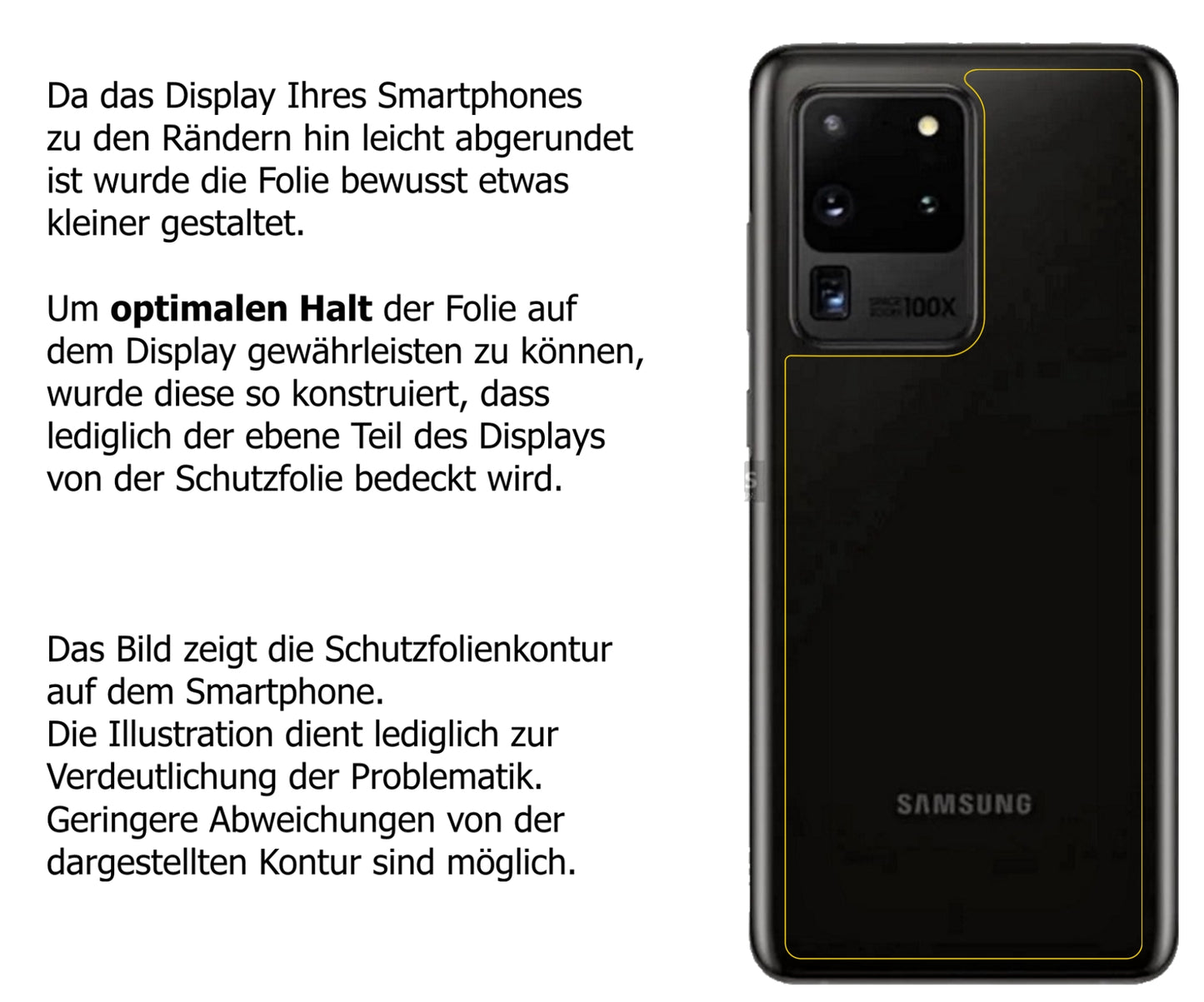 dipos Displayschutz für Samsung Galaxy S20 Ultra 5G Rückseite, transparente Oberfläche, perfekte Passform auch für die Rundungen