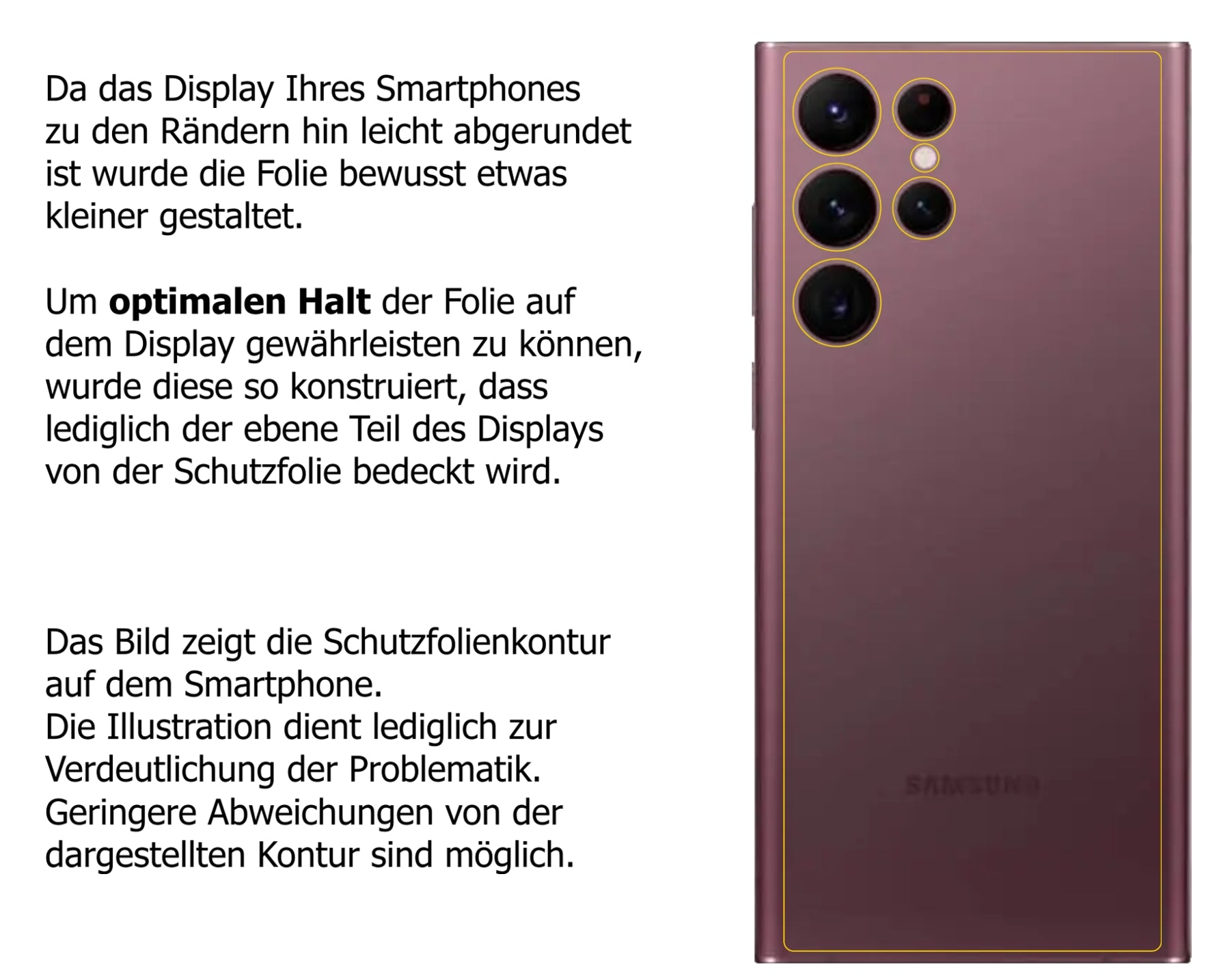 dipos Displayschutz für Samsung Galaxy S22 Ultra Rückseite, transparente Oberfläche, perfekte Passform auch für die Rundungen