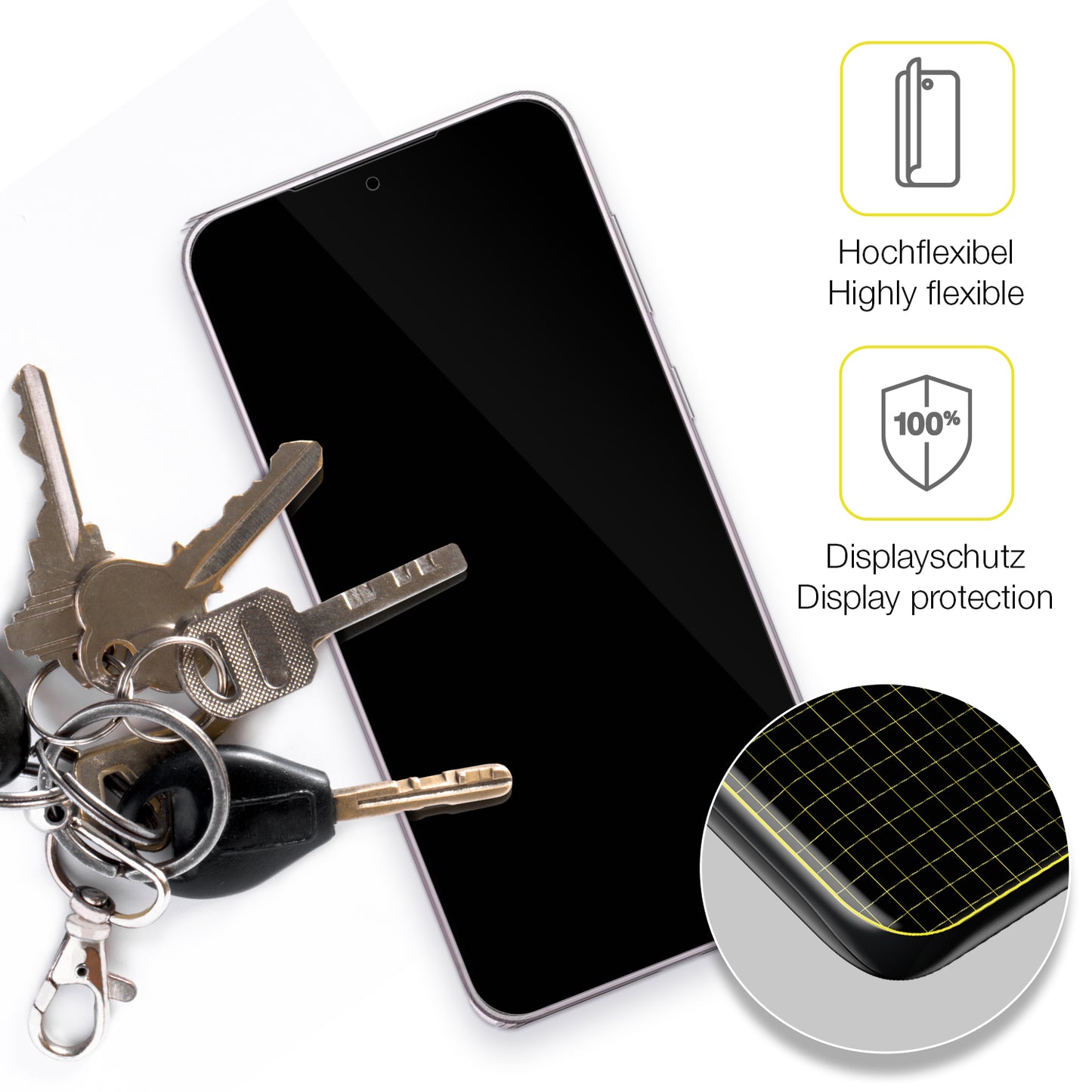 dipos Displayschutz für Samsung Galaxy S23 Plus, transparente Oberfläche, geringe Dicke und perfekte Passform