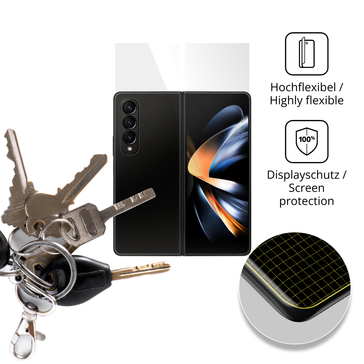 dipos Displayschutz f�r Samsung Galaxy Z Fold 4 Aussenseite, transparente Oberfl�che, geringe Dicke und perfekte Passform