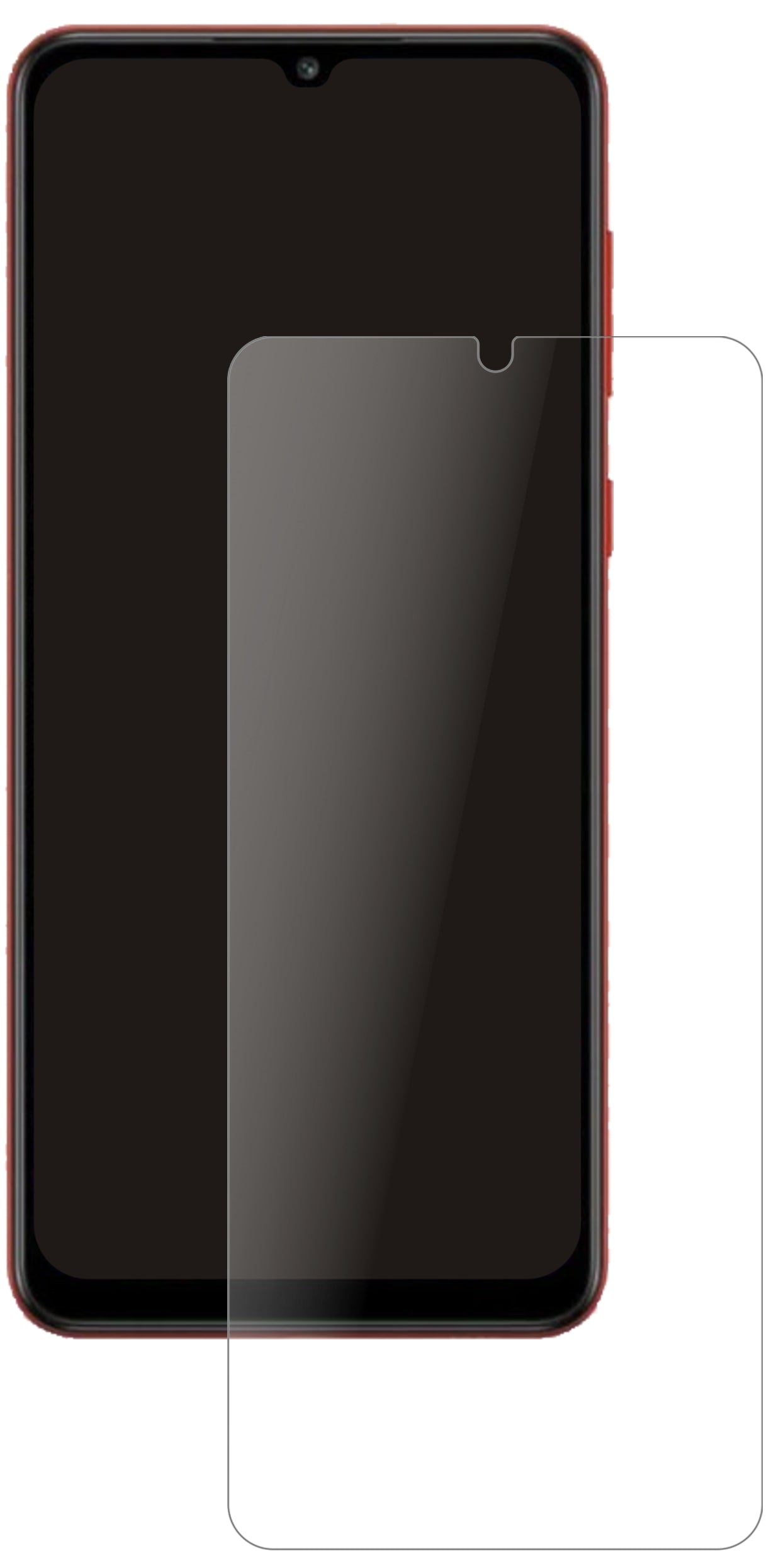 SamsungGalaxy M02s mit aufgebrachter dipos Panzerfolie, die lästige Fingerabdrücke minimiert
