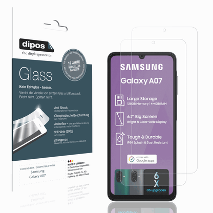 2x Screen Protector for Samsung Galaxy A07 matte Flexible Glass 9H dipos