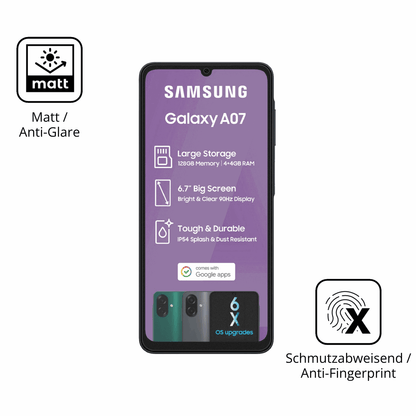 2x Screen Protector for Samsung Galaxy A07 matte Flexible Glass 9H dipos