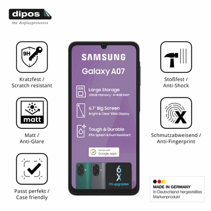 2x Screen Protector for Samsung Galaxy A07 matte Flexible Glass 9H dipos