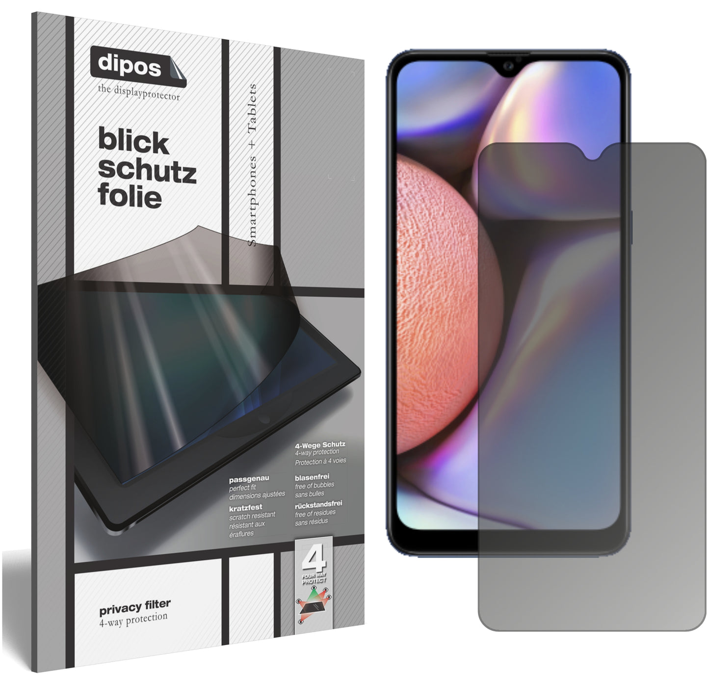 Blickschutzfolie für Samsung Galaxy A10s matt Schutzfolie Privacy