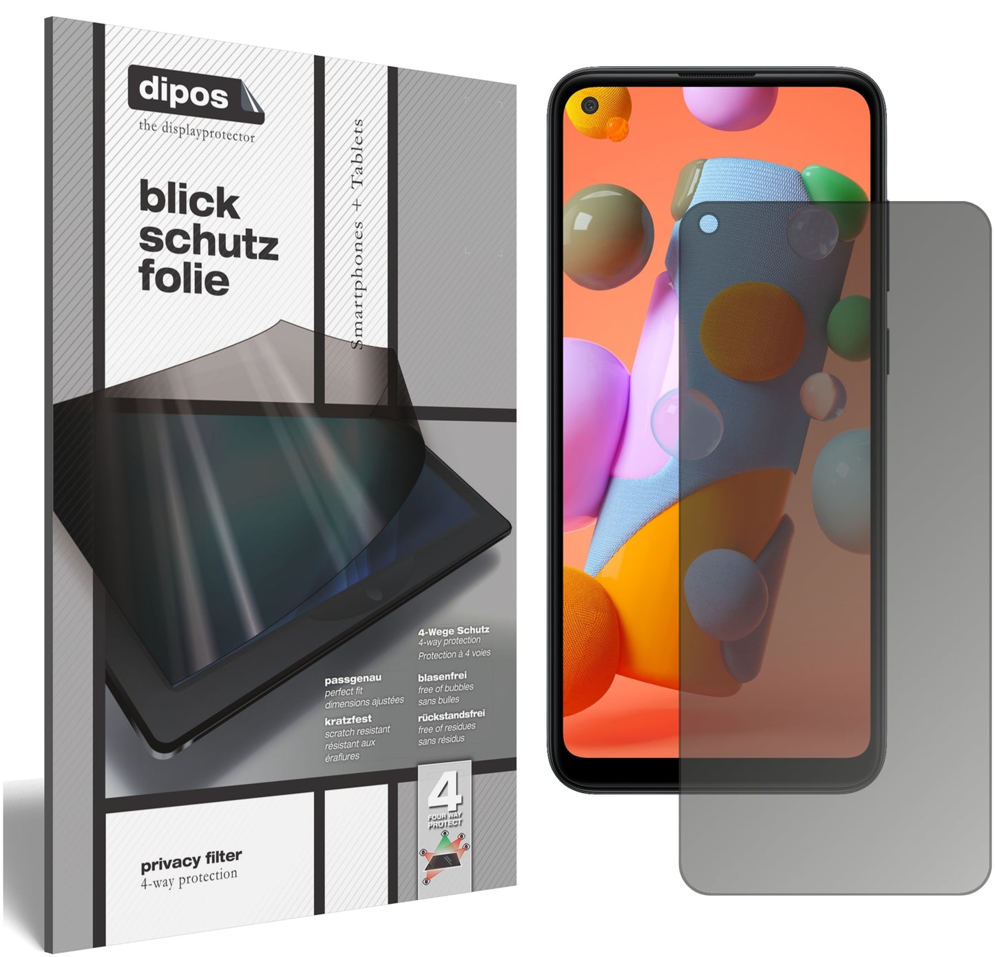 Blickschutzfolie für Samsung Galaxy A11 matt Schutzfolie Privacy