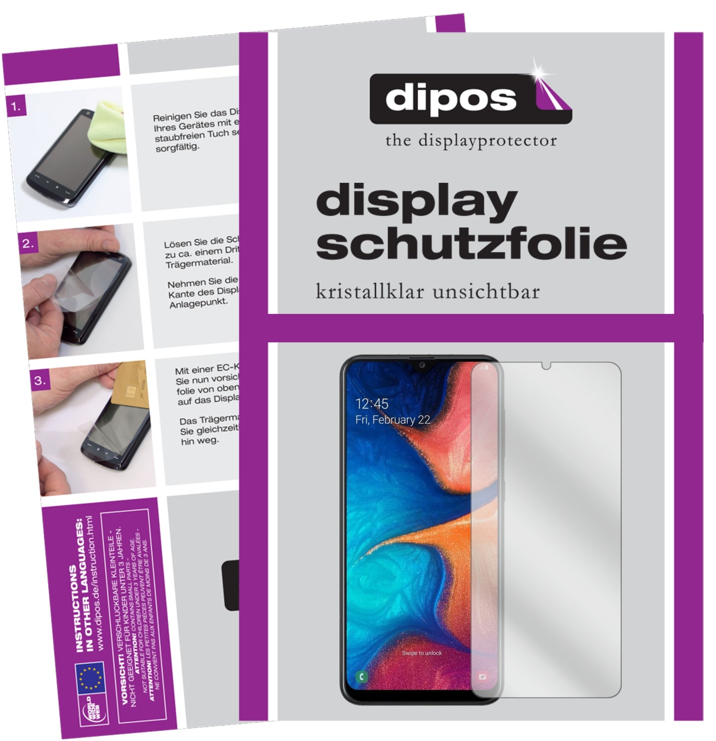 Kristallklare, dünne Schutzfolie: Kratzfest & passgenau für Samsung-Galaxy A20