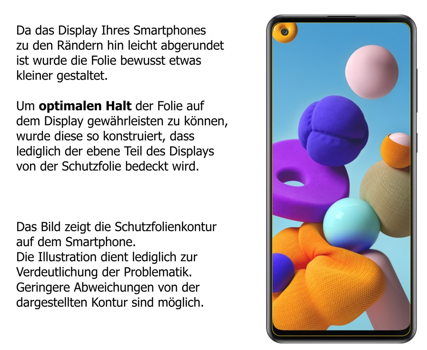 dipos Displayschutz für Samsung Galaxy A21s, mattierte Oberfläche, robuste Festigkeit und perfekte Passform