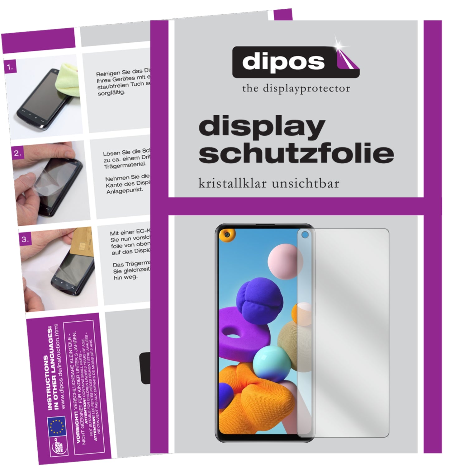 6x Schutzfolie klar für Samsung Galaxy A21s Display-Schutzfolie