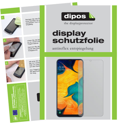 Matte Displayschutzfolie von dipos passend für Samsung Galaxy A30s, präziser Zuschnitt und blasenfrei montiert