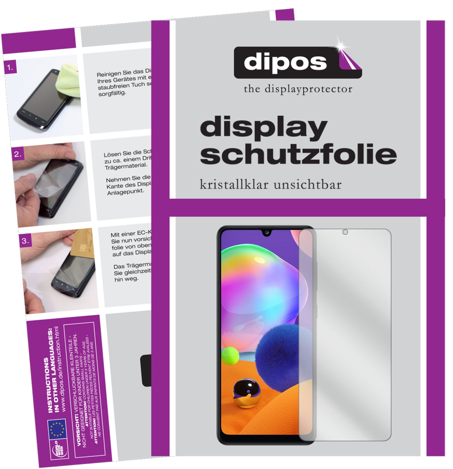 6x Schutzfolie klar für Samsung Galaxy A31 Display-Schutzfolie