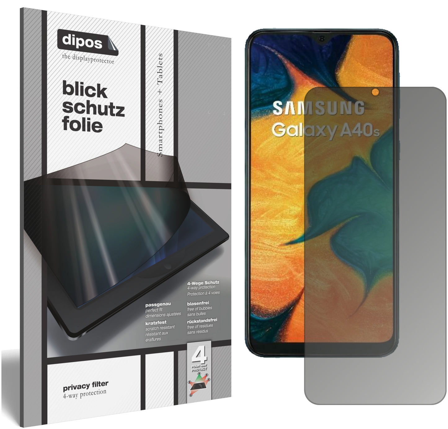 Blickschutzfolie für Samsung Galaxy A40s matt Schutzfolie Privacy