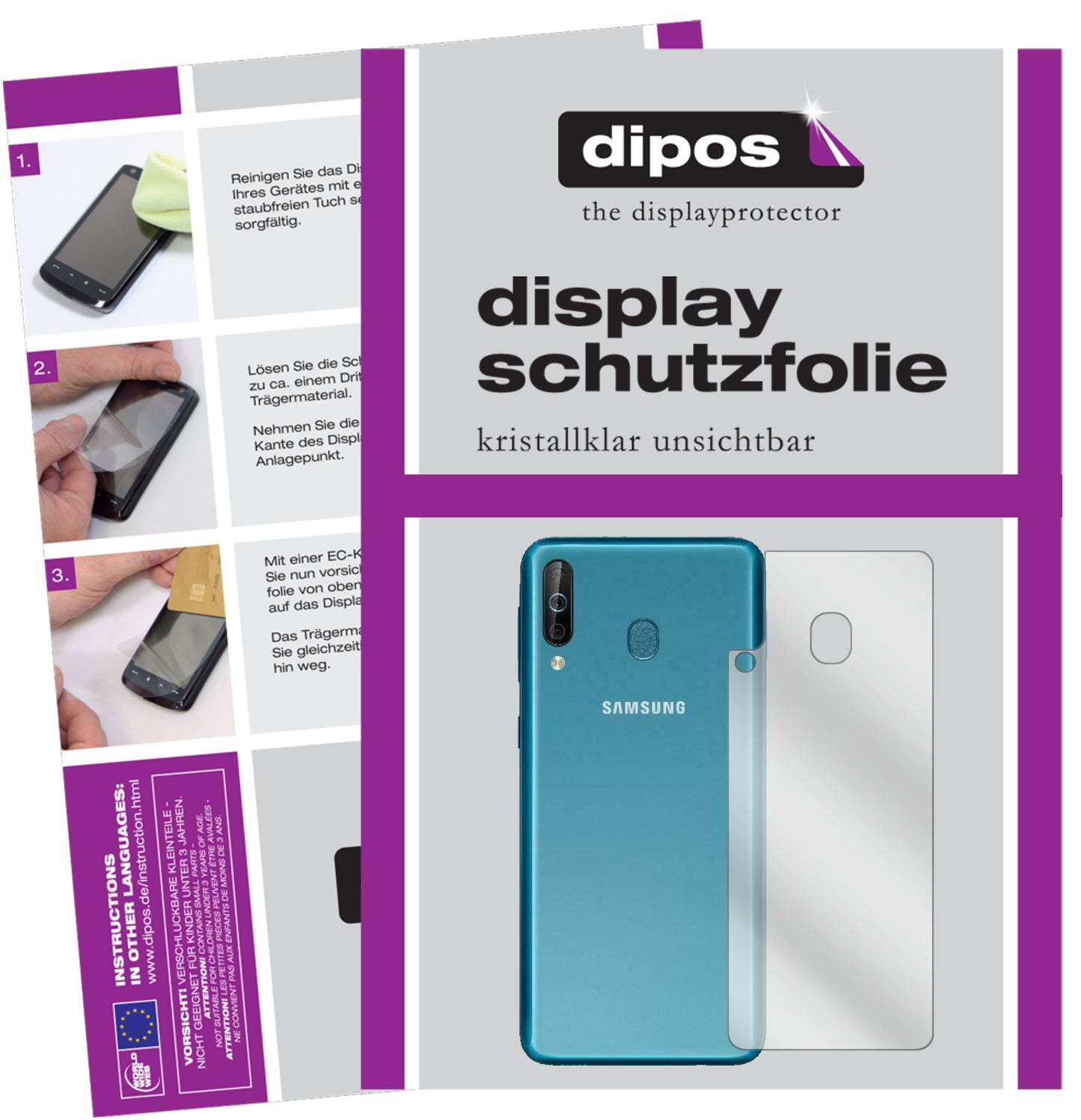 Kristallklare, dünne Schutzfolie: Kratzfest & passgenau für Samsung-Galaxy A40s Rückseite