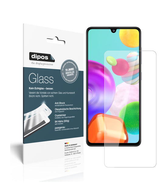 Klare Displayschutzfolie von dipos passend für Samsung Galaxy A41, 9H kratzfest und blasenfrei montiert