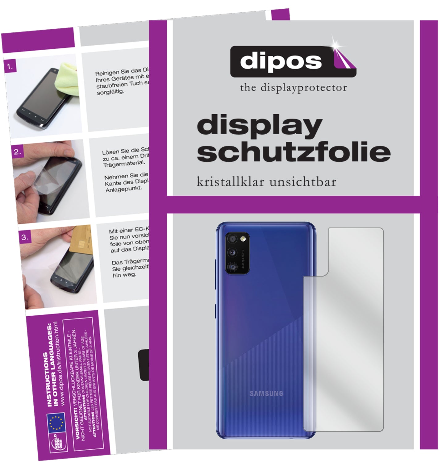 Kristallklare, dünne Schutzfolie: Kratzfest & passgenau für Samsung-Galaxy A41 Rückseite