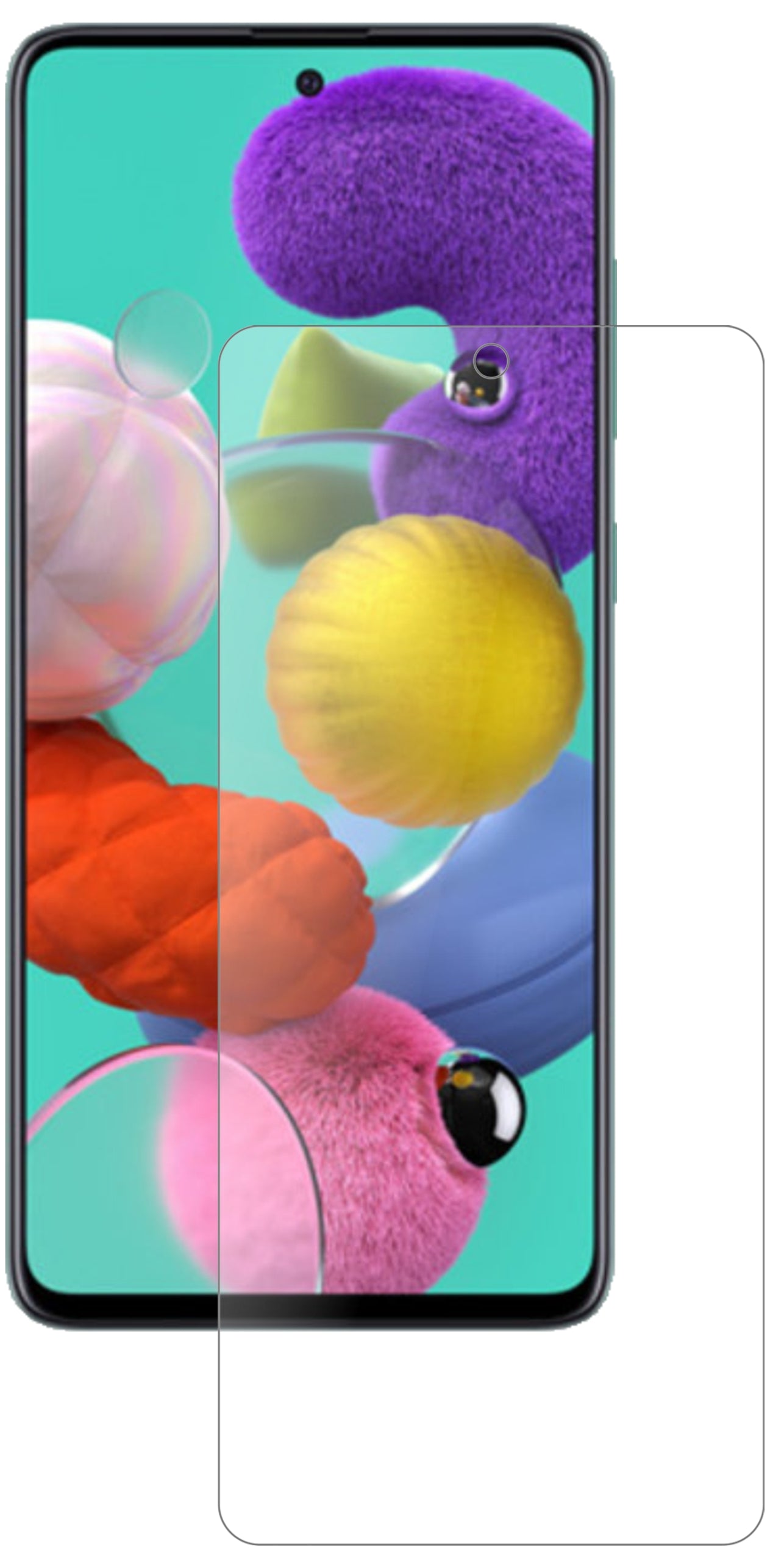 SamsungGalaxy A71 mit aufgebrachter dipos Panzerfolie, die lästige Fingerabdrücke minimiert