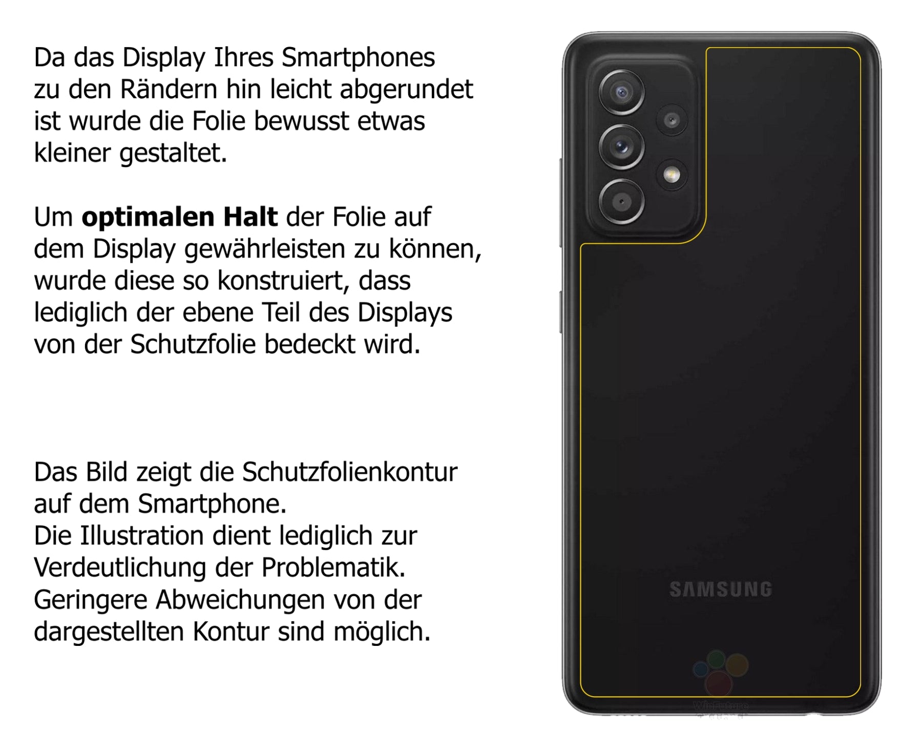 dipos Displayschutz für Samsung Galaxy A52s 5G Rückseite, transparente Oberfläche, perfekte Passform auch für die Rundungen