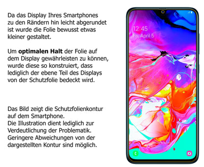 Dünne und klare Folie passend zugeschnitten für Samsung Galaxy A70s