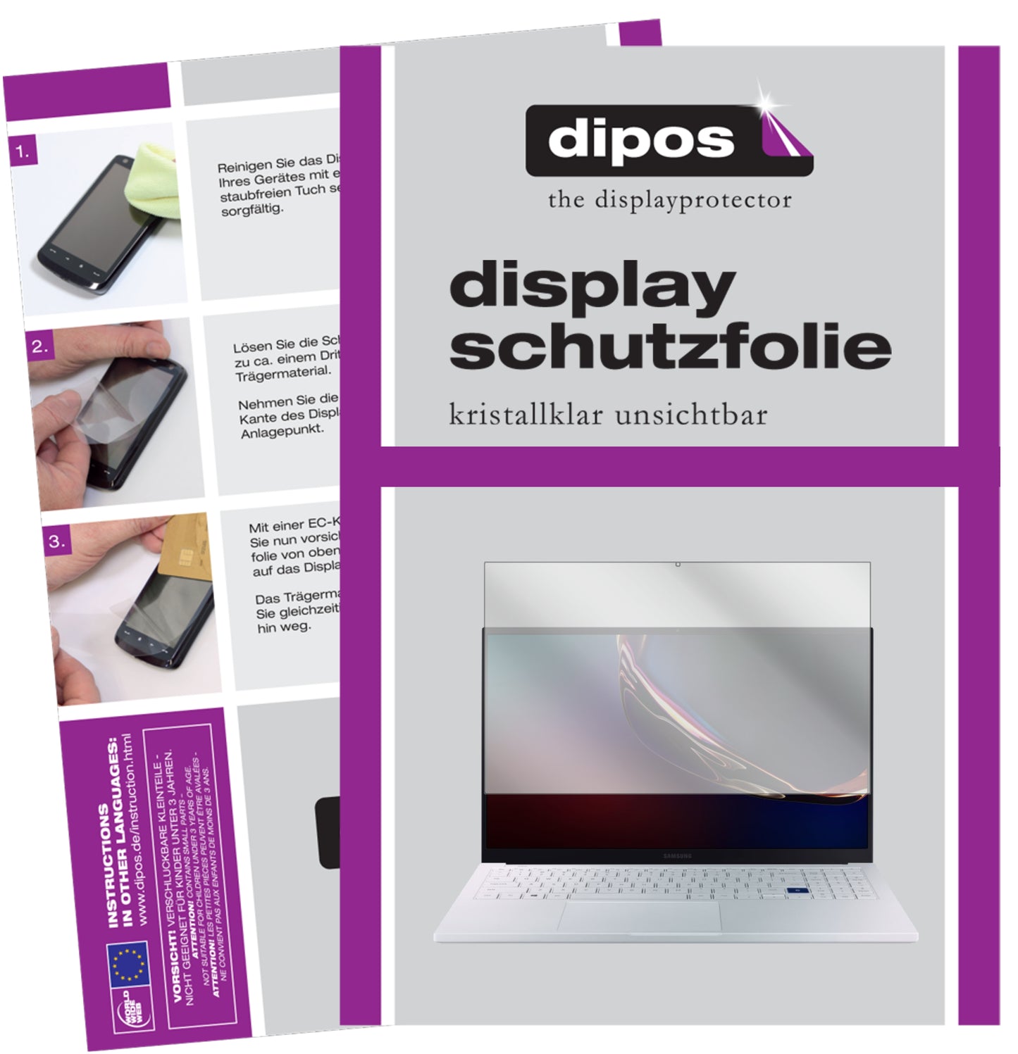 2x Schutzfolie klar für Samsung Galaxy Book Ion 15.6 Zoll Display-Schutzfolie