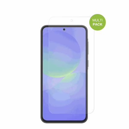 SamsungGalaxy F70e mit aufgebrachter dipos Displayschutzfolie, die lästige Fingerabdrücke minimiert
