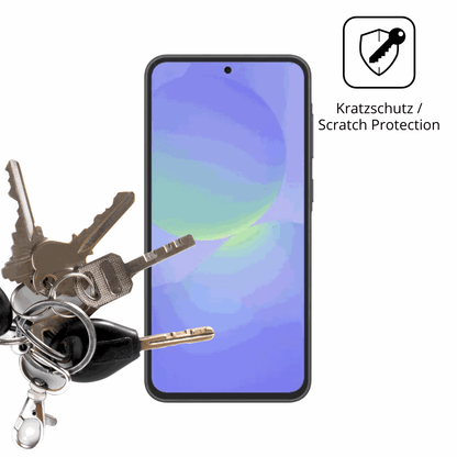 Schutz gegen Kratzer auf dem Samsung Galaxy F70e Glas durch Schlüssel oder Ähnliches