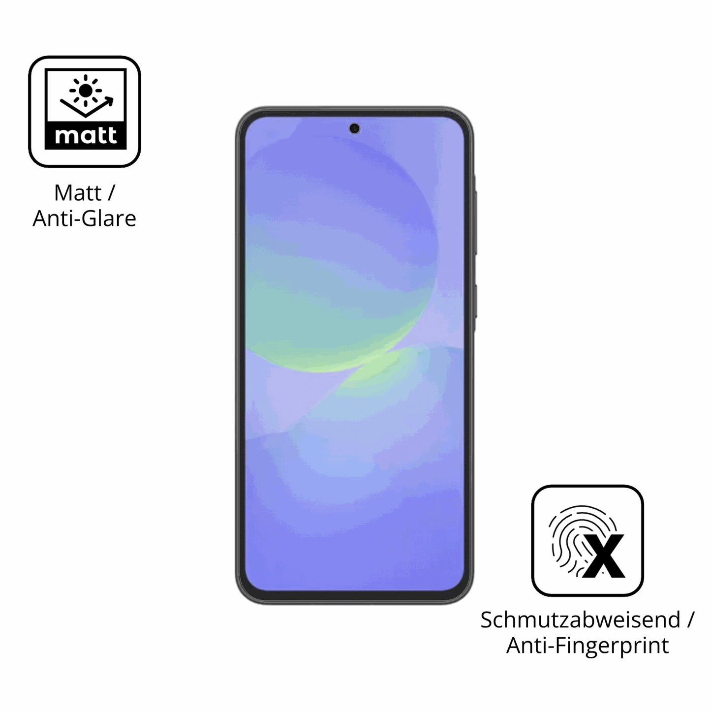Dünne und entspiegelnde Folie passend zugeschnitten für Samsung Galaxy F70e