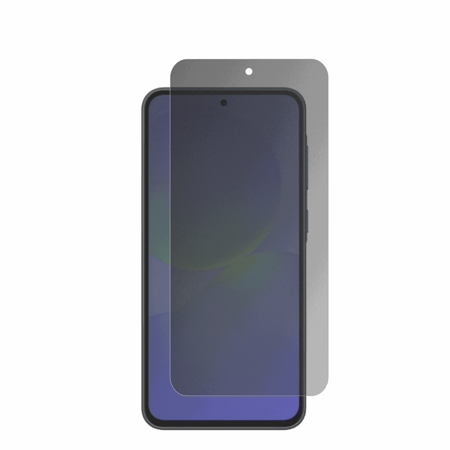 SamsungGalaxy F70e mit aufgebrachtem dipos Displayschutz, der seitliche Einblicke blockiert