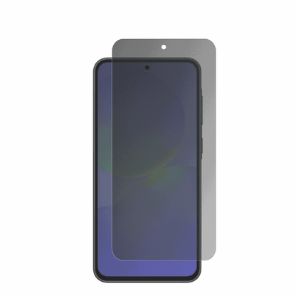 SamsungGalaxy F70e mit aufgebrachtem dipos Displayschutz, der seitliche Einblicke blockiert