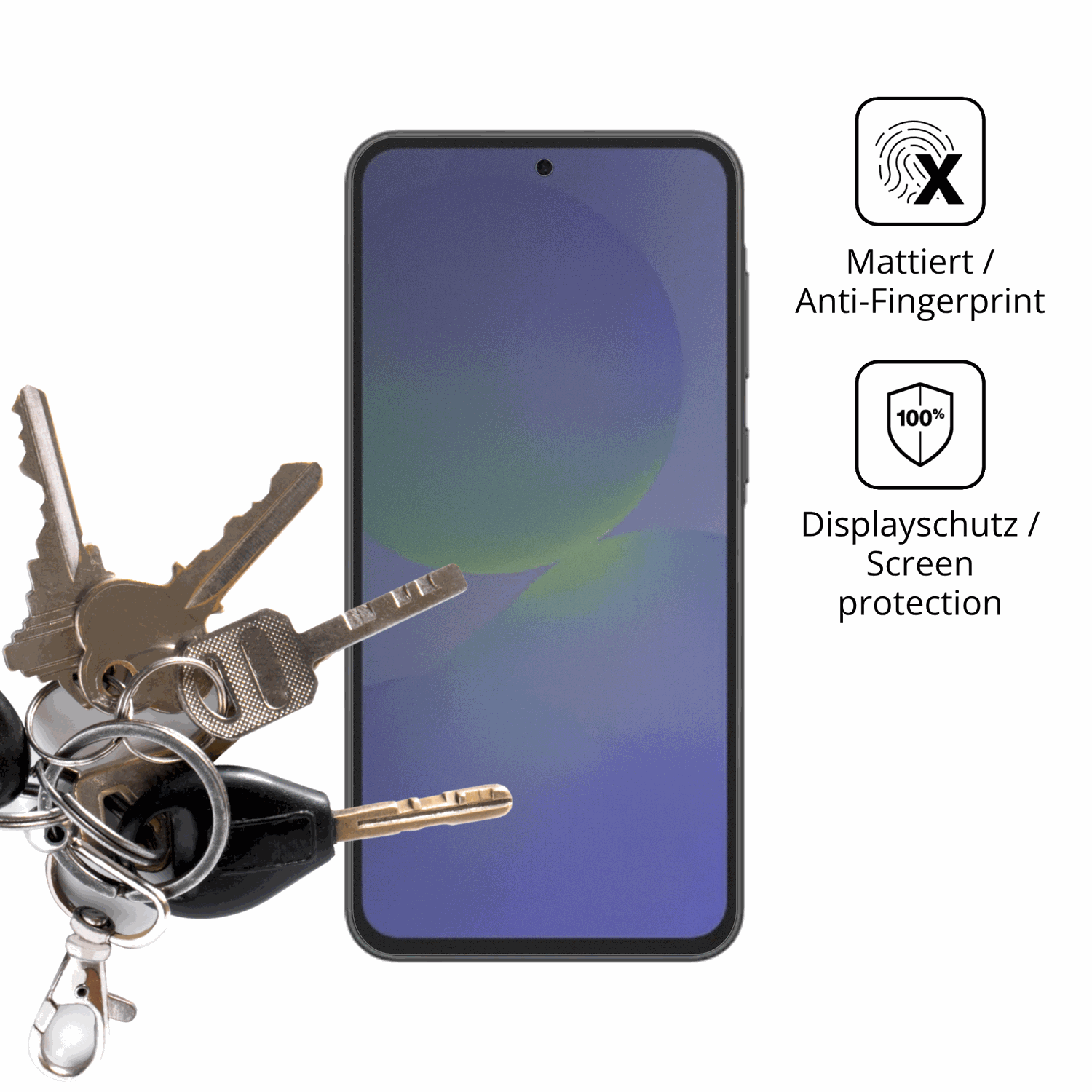 dipos Displayschutz für Samsung Galaxy F70e, mattierte Oberfläche, Blickschutzfilter und perfekter Passform