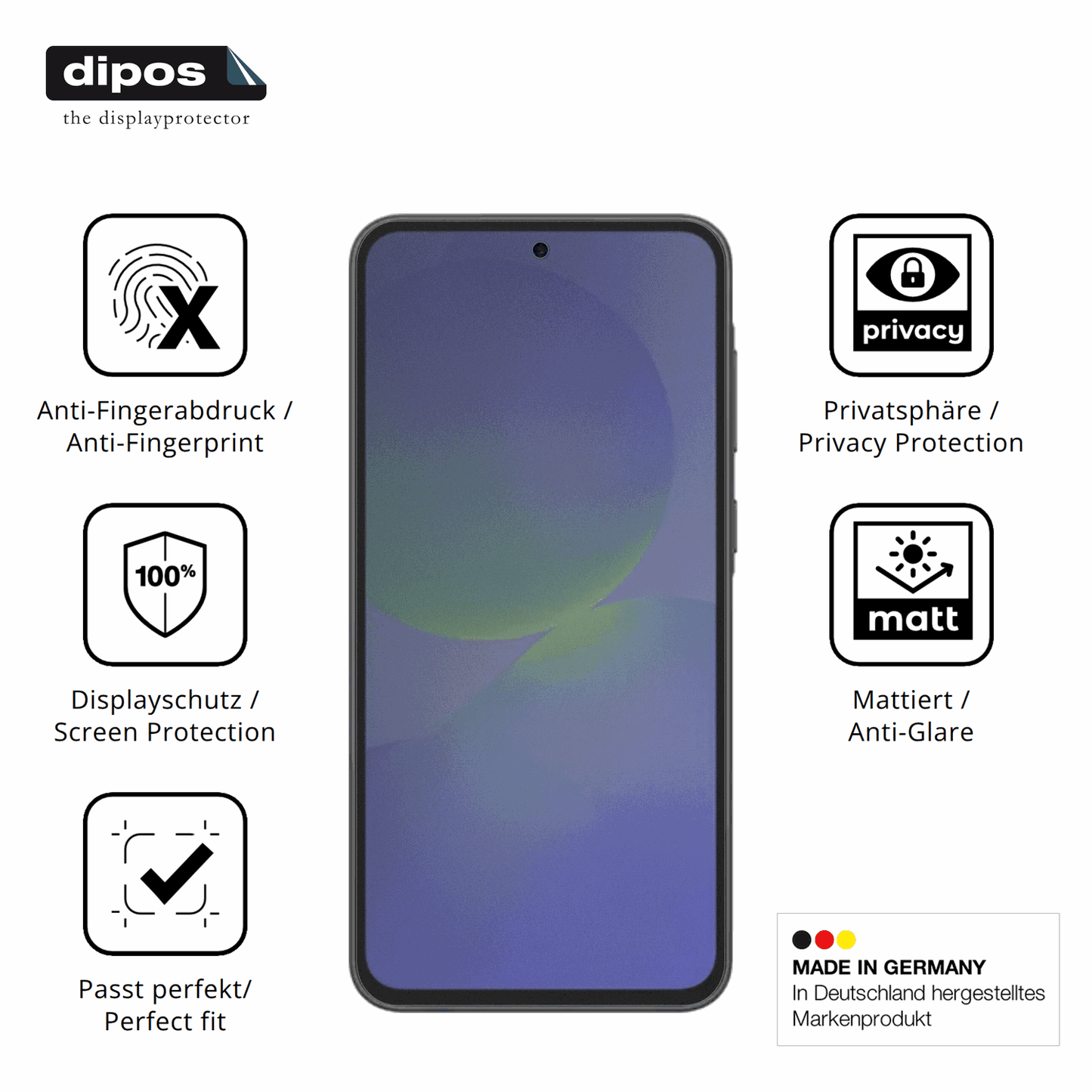 Privatsphäre-Schutz durch Sichtschutz-Folie passend zugeschnitten für Samsung Galaxy F70e