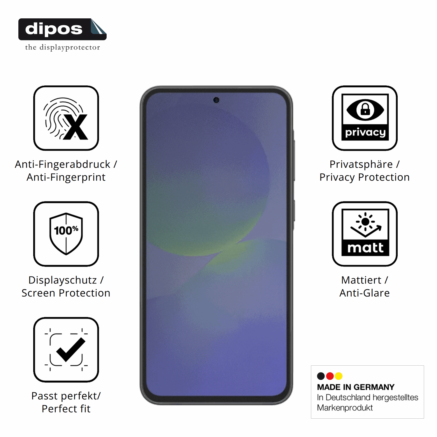 Privatsphäre-Schutz durch Sichtschutz-Folie passend zugeschnitten für Samsung Galaxy F70e