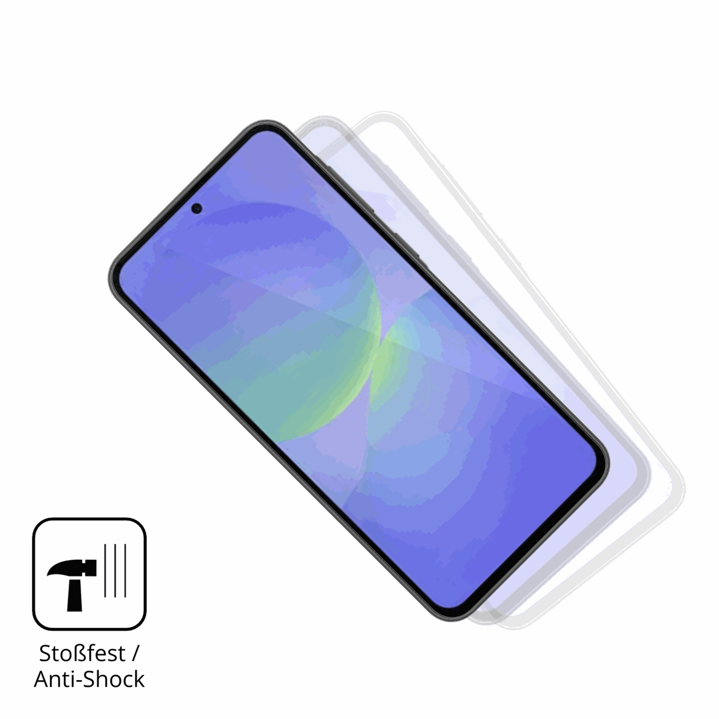 Schutz gegen Kratzer auf dem Samsung Galaxy F70e Glas durch Schlüssel, Stöße gegen die Tischkante oder Stürze