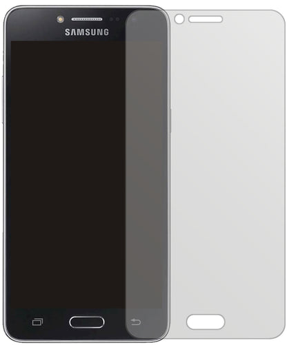 SamsungGalaxy J2 Prime mit aufgebrachter dipos Displayschutzfolie, die lästige Fingerabdrücke minimiert