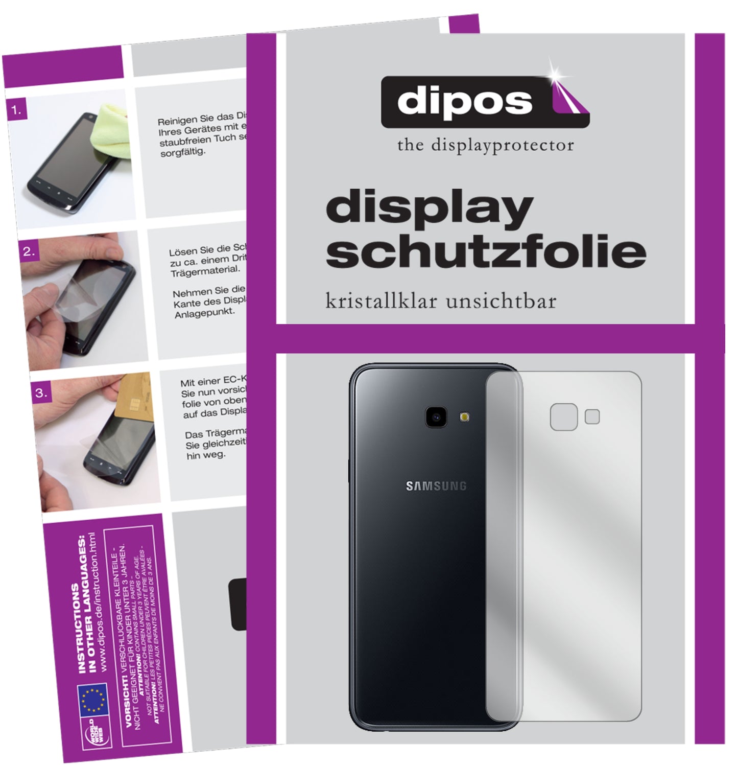 Kristallklare, dünne Schutzfolie: Kratzfest & passgenau für Samsung-Galaxy J4 Plus (2018) Rückseite