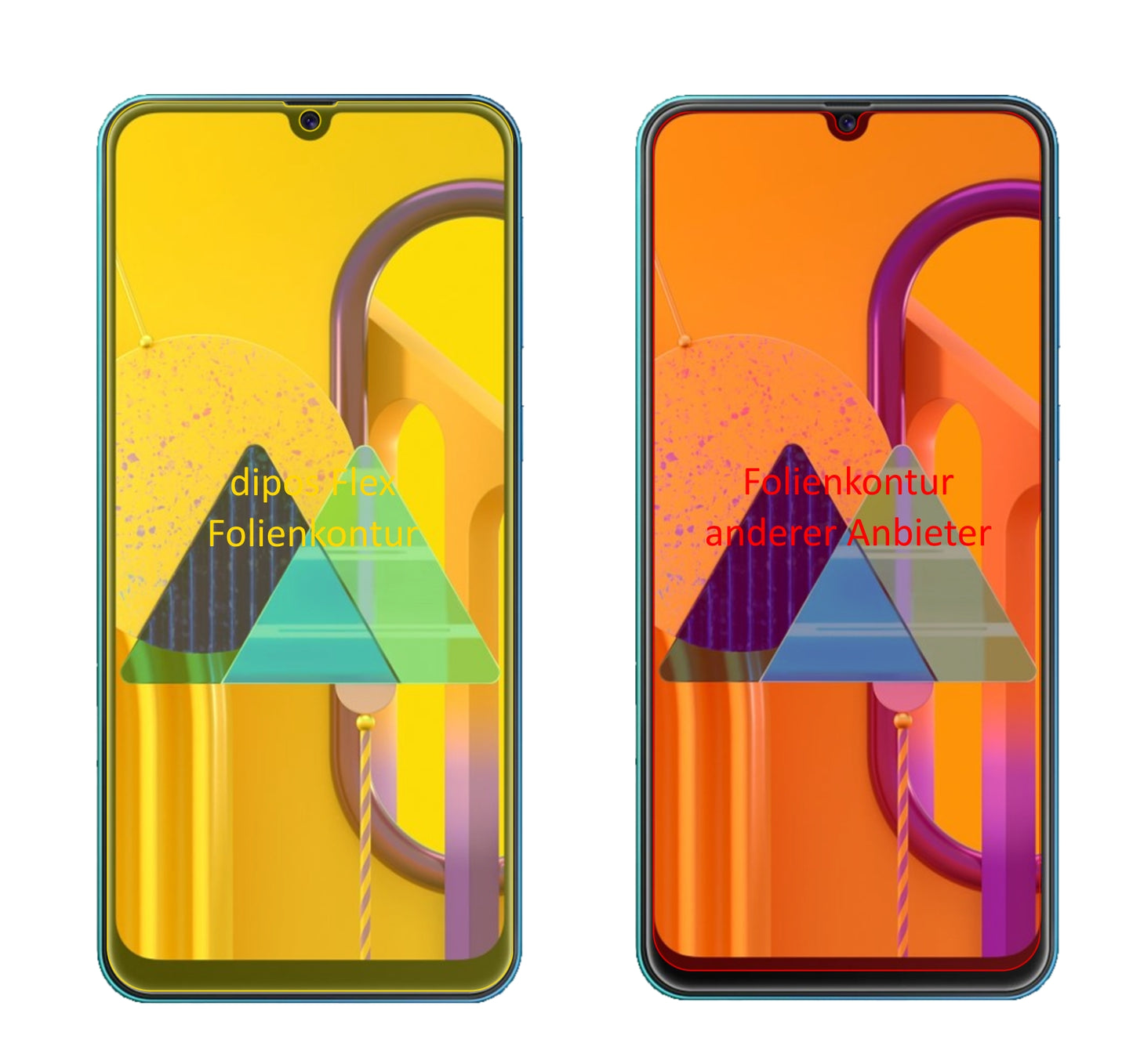 SamsungGalaxy M31s mit aufgebrachter dipos Displayschutzfolie, glasklare Darstellung ohne Einschränkungen