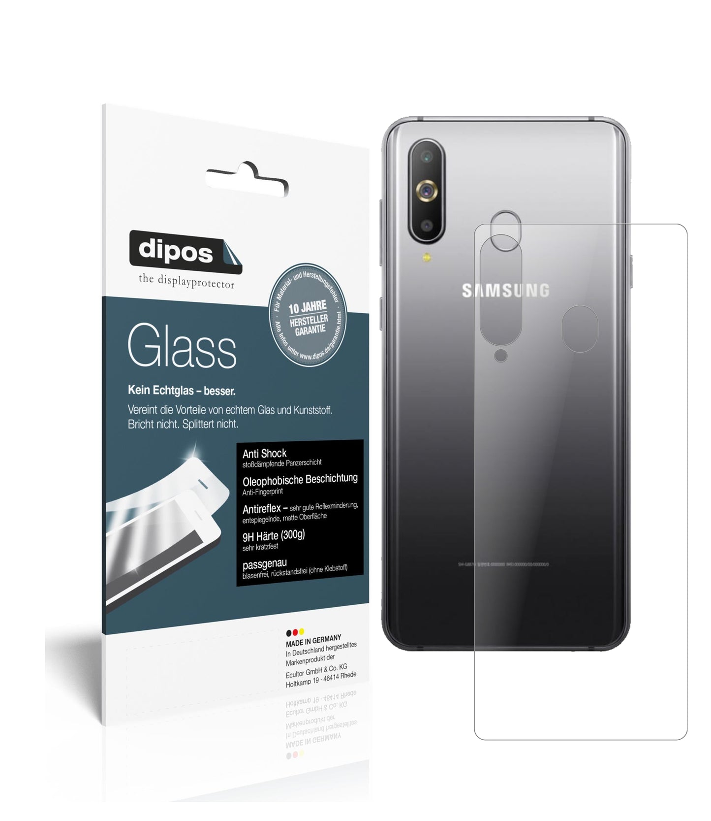 Matte Displayschutzfolie von dipos passend für Samsung Galaxy M40 Rückseite, 9H kratzfest und blasenfrei montiert