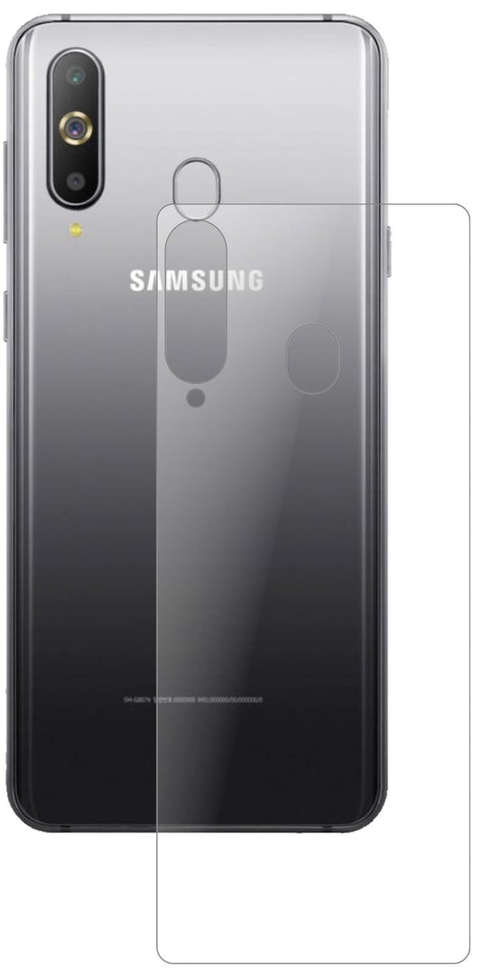 SamsungGalaxy M40 Rückseite mit aufgebrachter dipos Panzerfolie, die lästige Fingerabdrücke minimiert