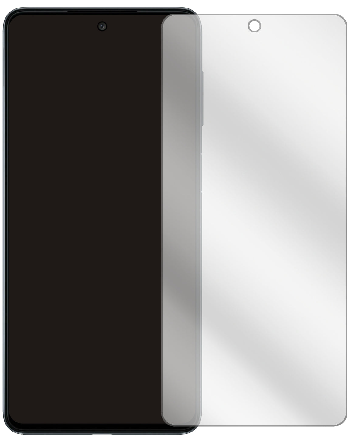 SamsungGalaxy M52 5G mit aufgebrachter dipos Displayschutzfolie, glasklare Darstellung ohne Einschränkungen