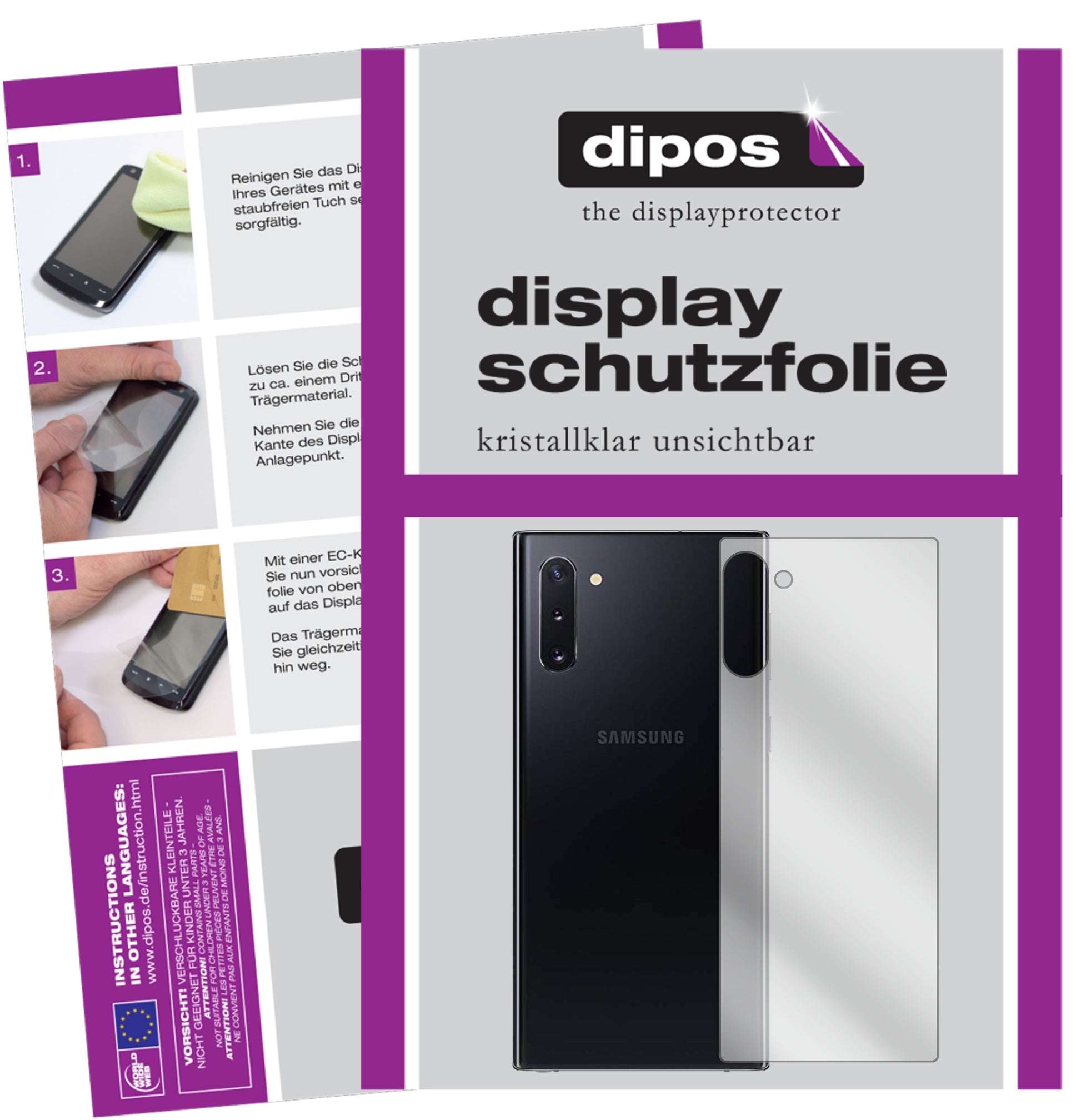 Kristallklare, dünne Schutzfolie: Kratzfest & passgenau für Samsung-Galaxy Note 10 5G Rückseite