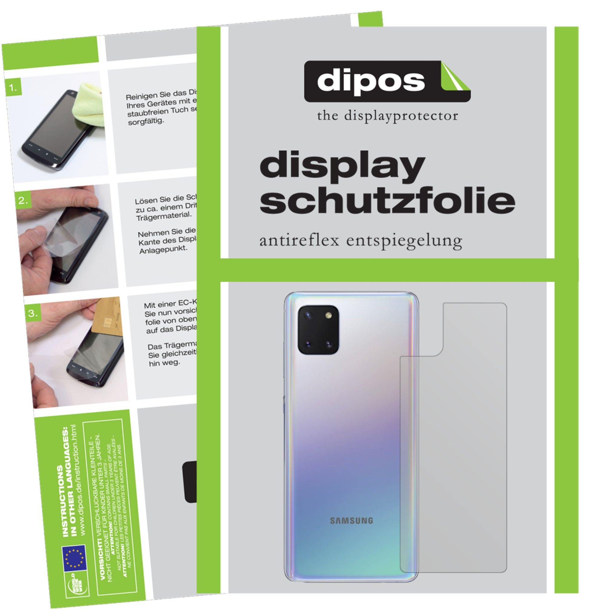 Mattes Panzerglas: Entspiegelte, dünne Folie, Fingerabdruckresistenz und Bildschirmschutz für Samsung-Galaxy Note 10 Lite Rückseite