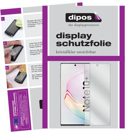 Klare Displayschutzfolie von dipos passend für Samsung Galaxy Note 10 Plus 5G, präziser Zuschnitt und blasenfrei montiert