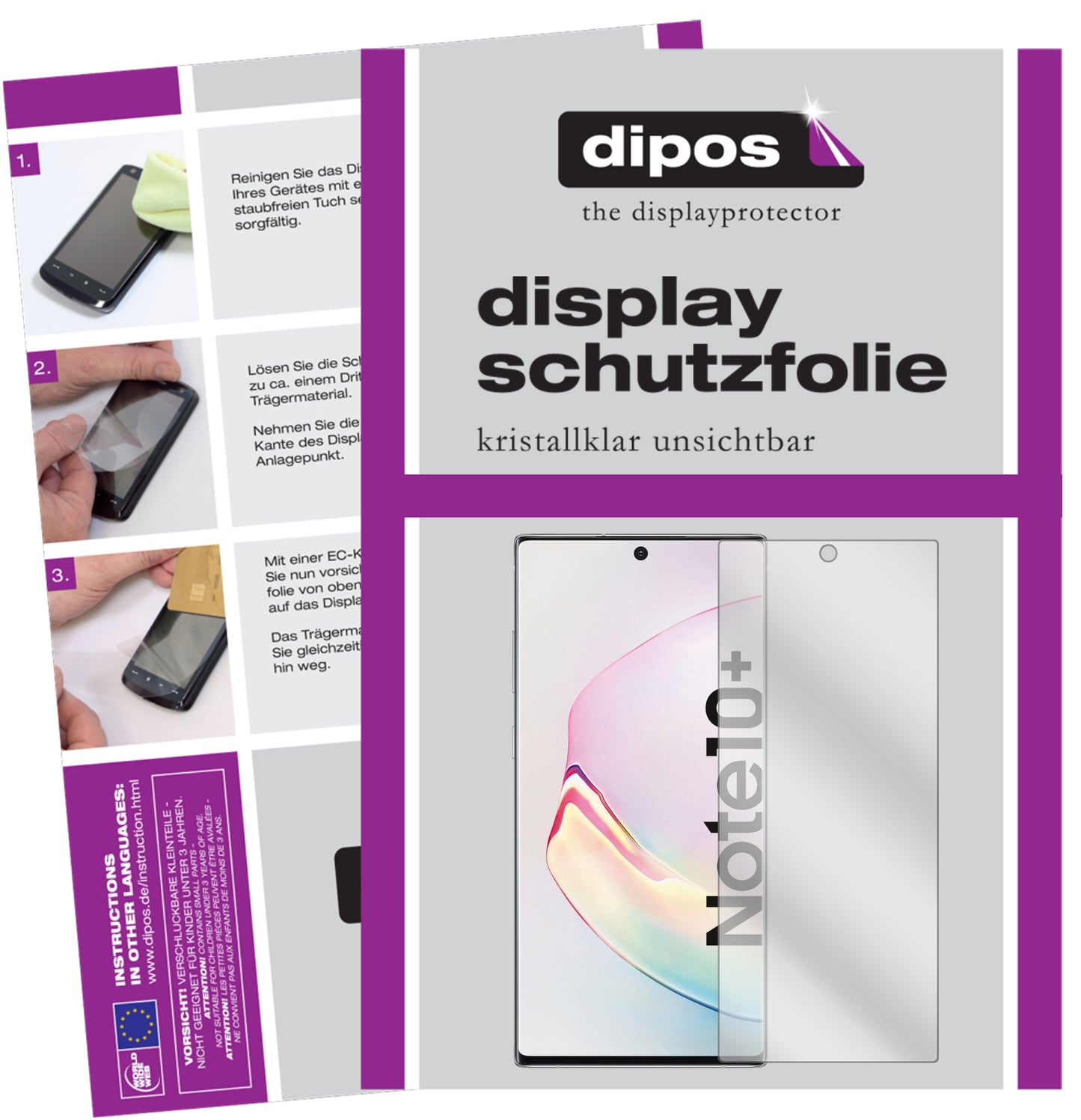 Kristallklare, dünne Schutzfolie: Kratzfest & passgenau für Samsung-Galaxy Note 10 Plus