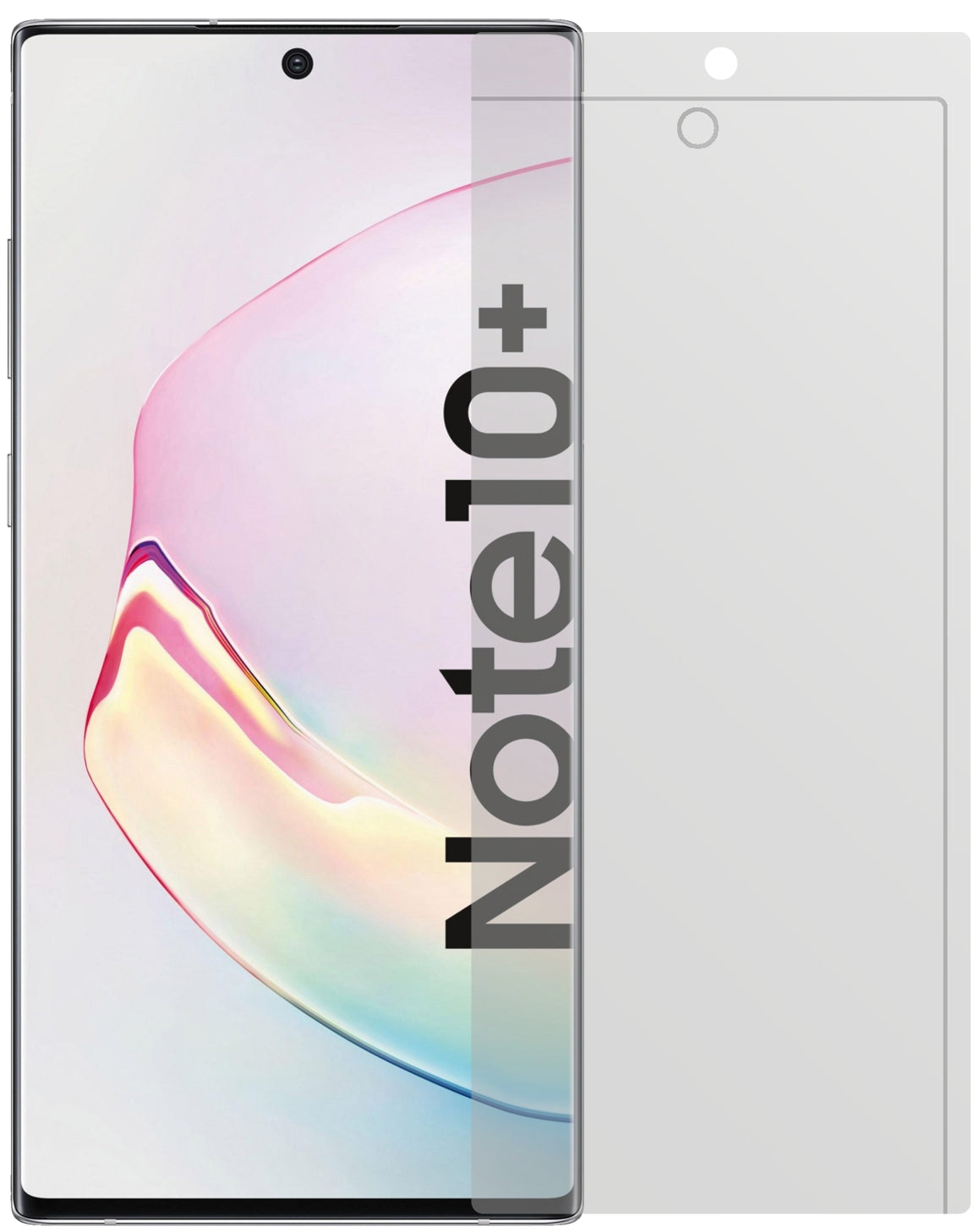 SamsungGalaxy Note 10 Plus 5G mit aufgebrachter dipos Displayschutzfolie, die lästige Fingerabdrücke minimiert