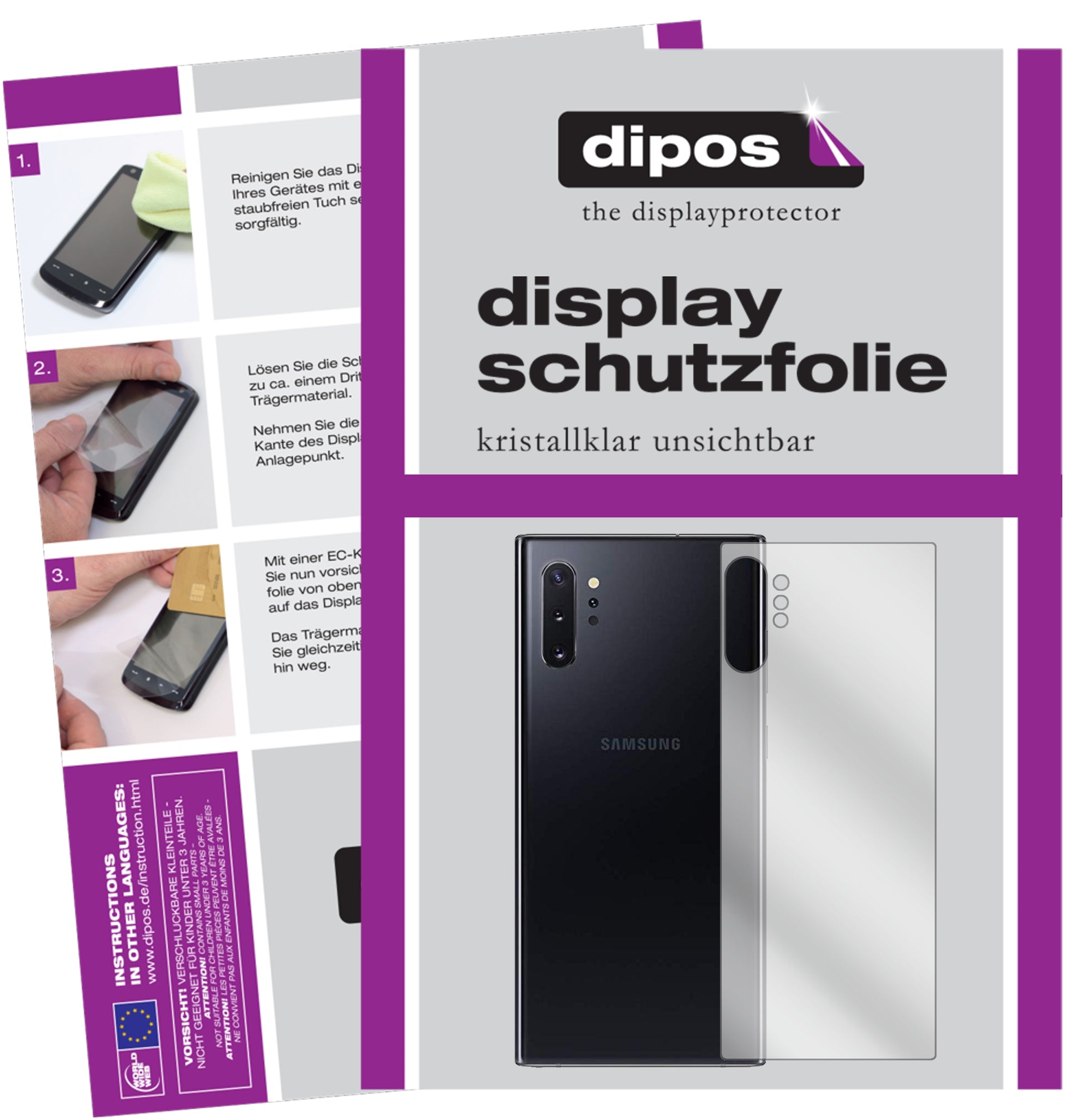 Kristallklare, dünne Schutzfolie: Kratzfest & passgenau für Samsung-Galaxy Note 10 Plus Rückseite