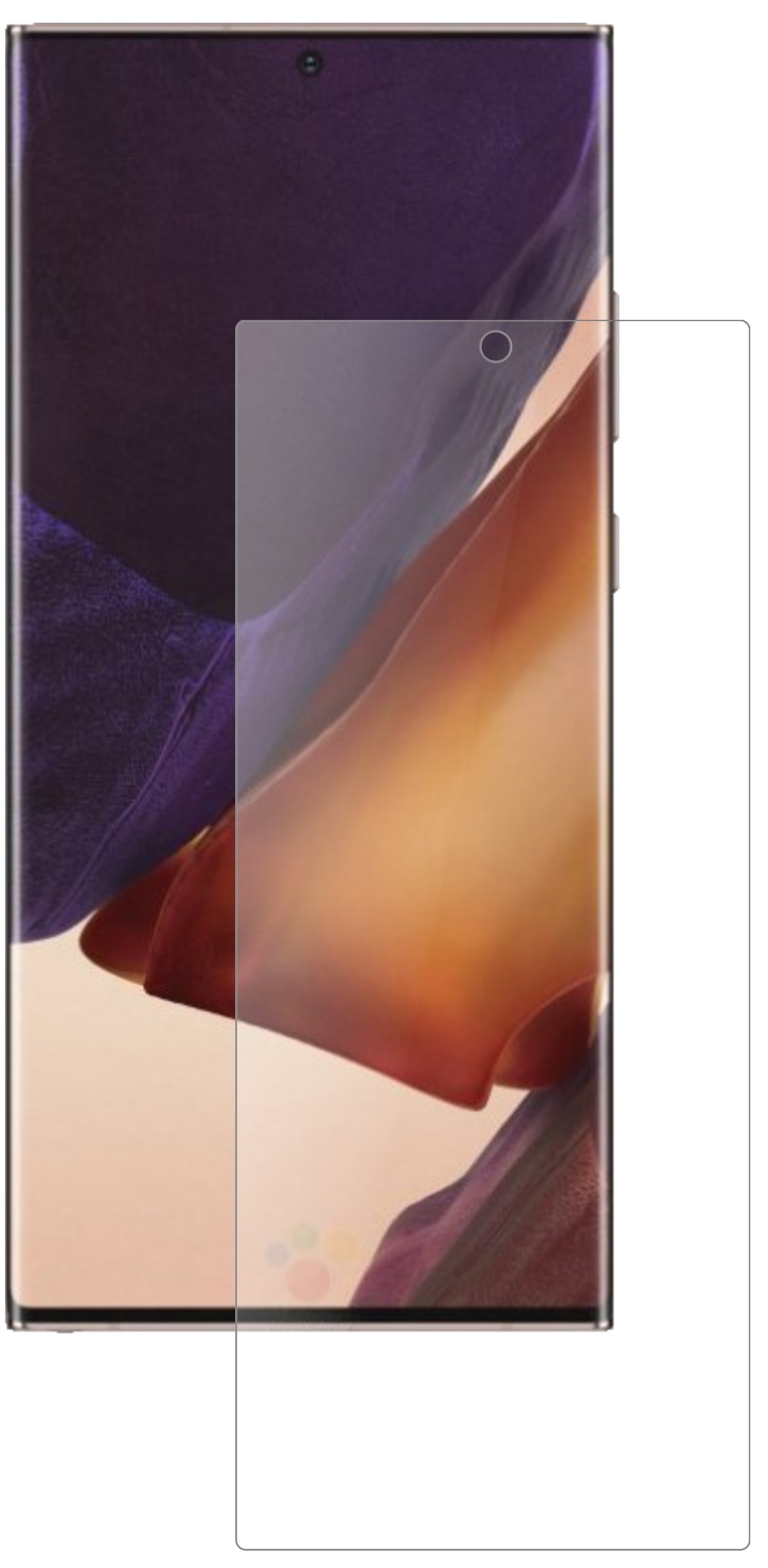 SamsungGalaxy Note 20 5G mit aufgebrachter dipos Panzerfolie, die lästige Fingerabdrücke minimiert