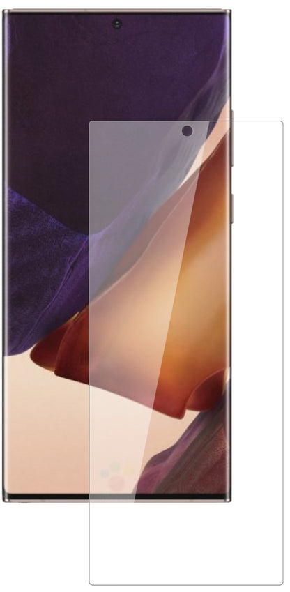 SamsungGalaxy Note 20 Ultra 5G mit aufgebrachter dipos Flex Schutzfolie, glasklare Darstellung ohne Einschränkungen