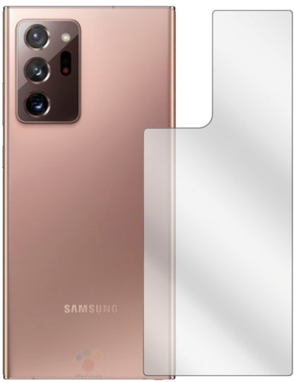 SamsungGalaxy Note 20 Ultra Rückseite mit aufgebrachter dipos Displayschutzfolie, glasklare Darstellung ohne Einschränkungen
