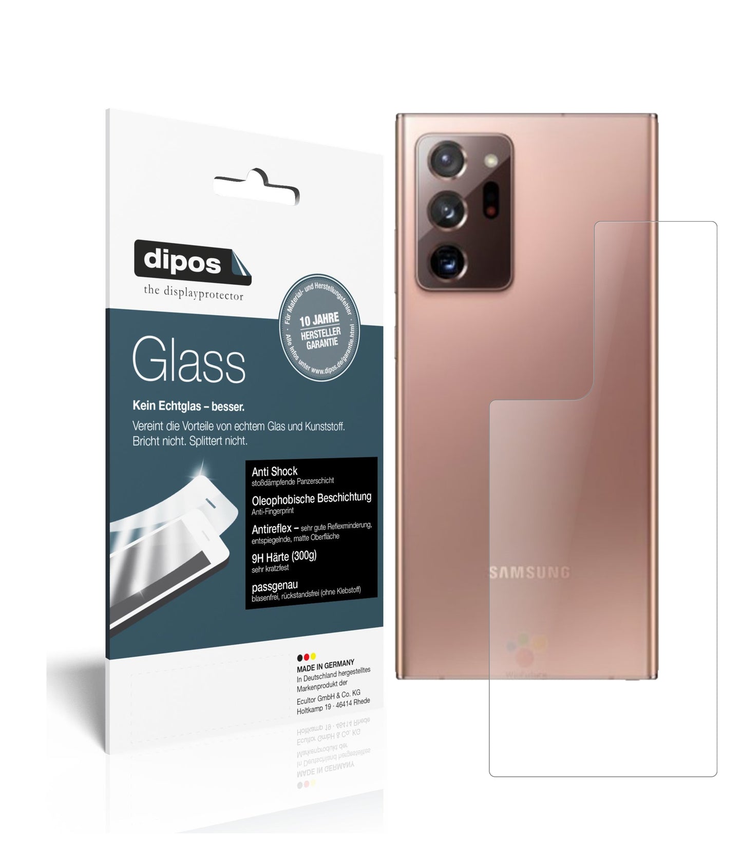 Matte Displayschutzfolie von dipos passend für Samsung Galaxy Note 20 Ultra Rückseite, 9H kratzfest und blasenfrei montiert