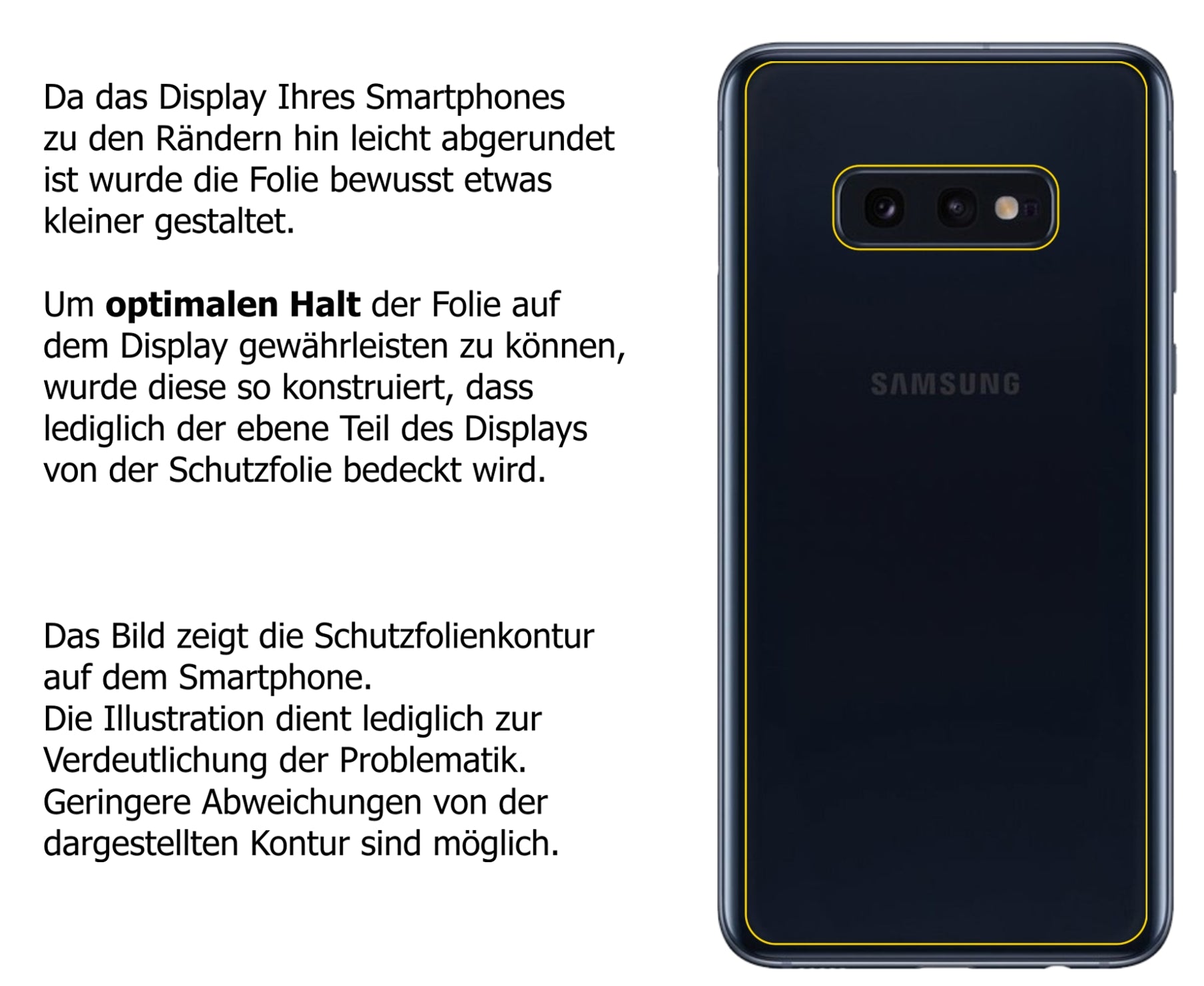 Dünne und klare Folie passend zugeschnitten für Samsung Galaxy S10e Rückseite
