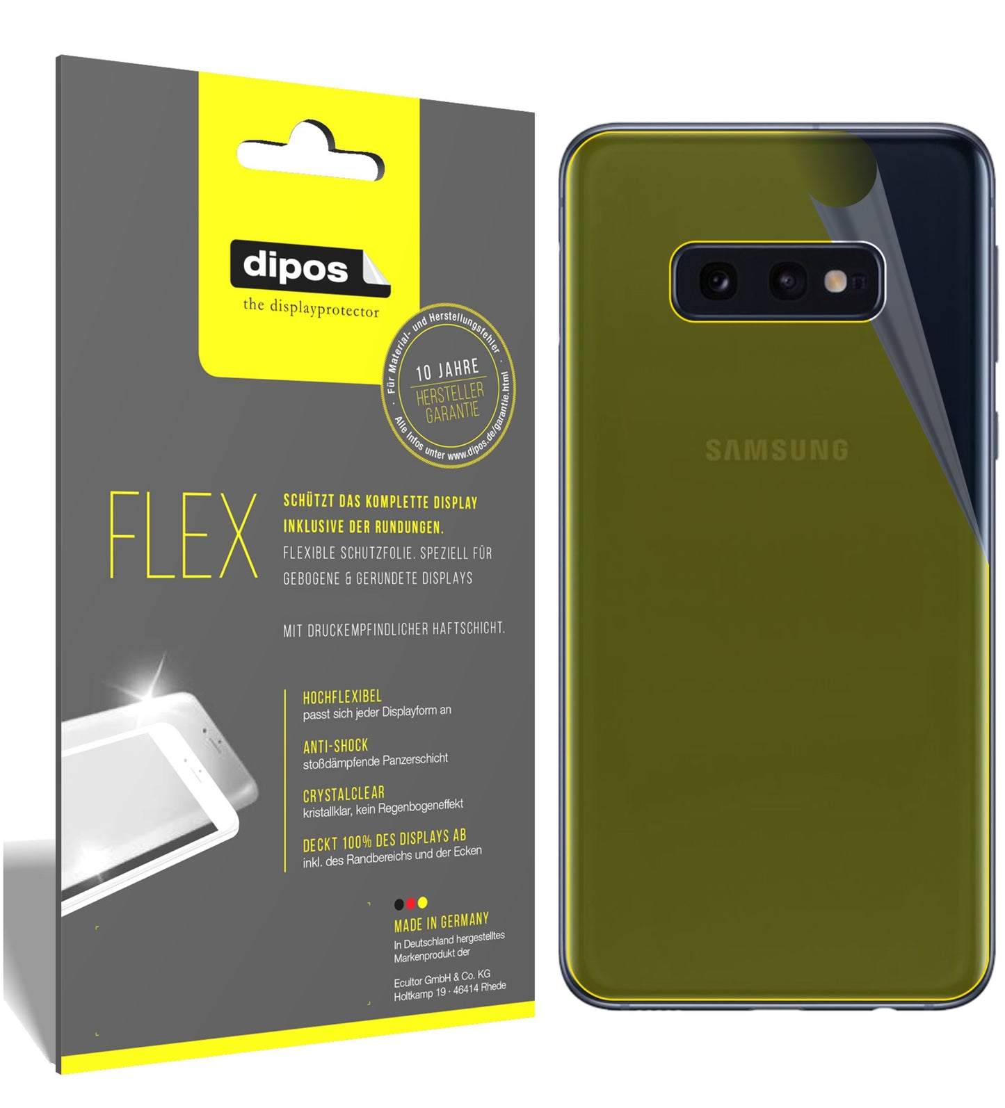 3x 3D Full Cover Schutzfolie für Samsung Galaxy S10e Rückseite